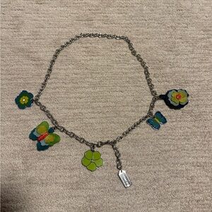 Coach Silver Chain Green Flower Butterfly Charms Belt